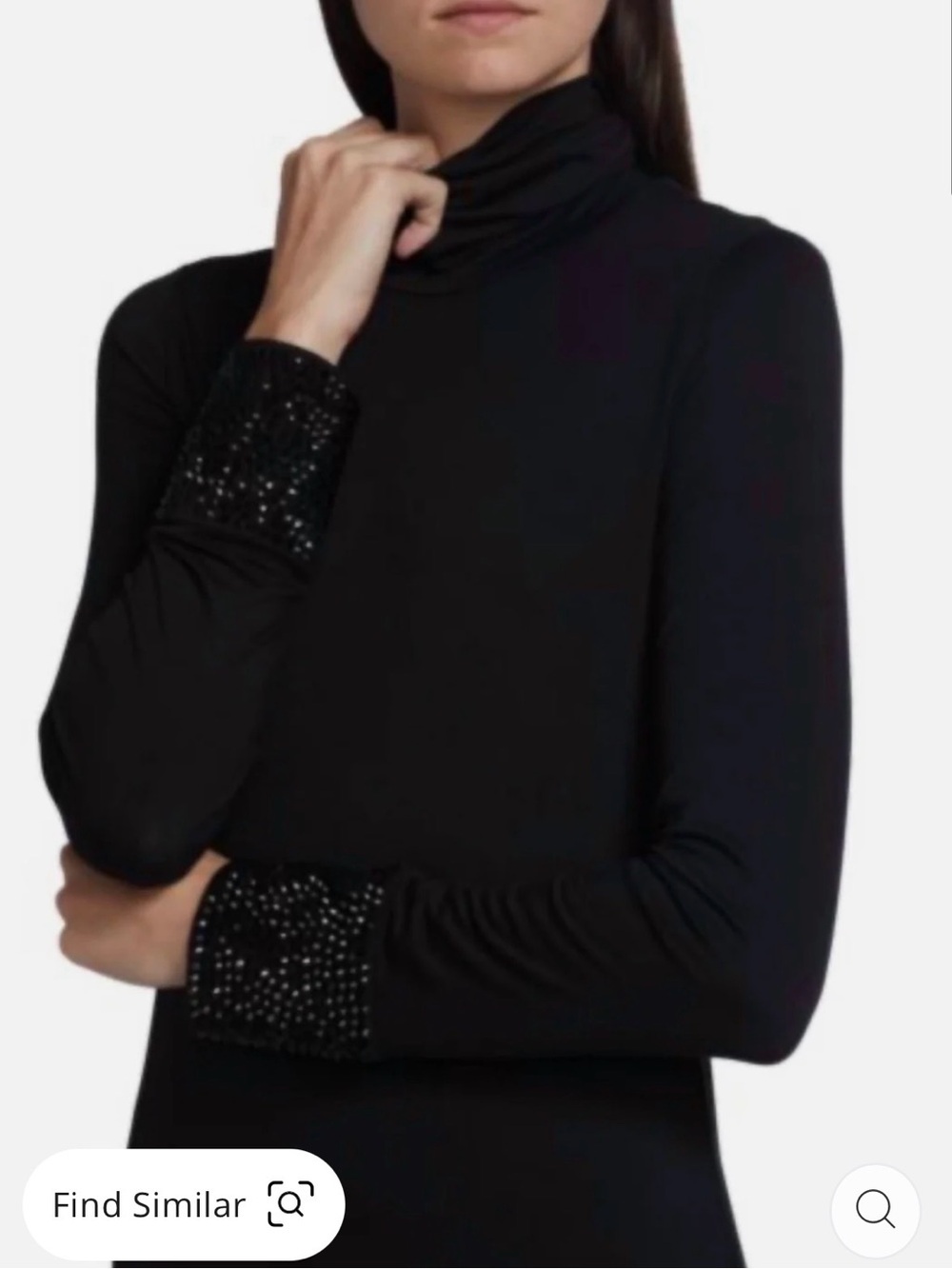 L’Agence Nori Embellished-Sleeve Turtleneck in Black.